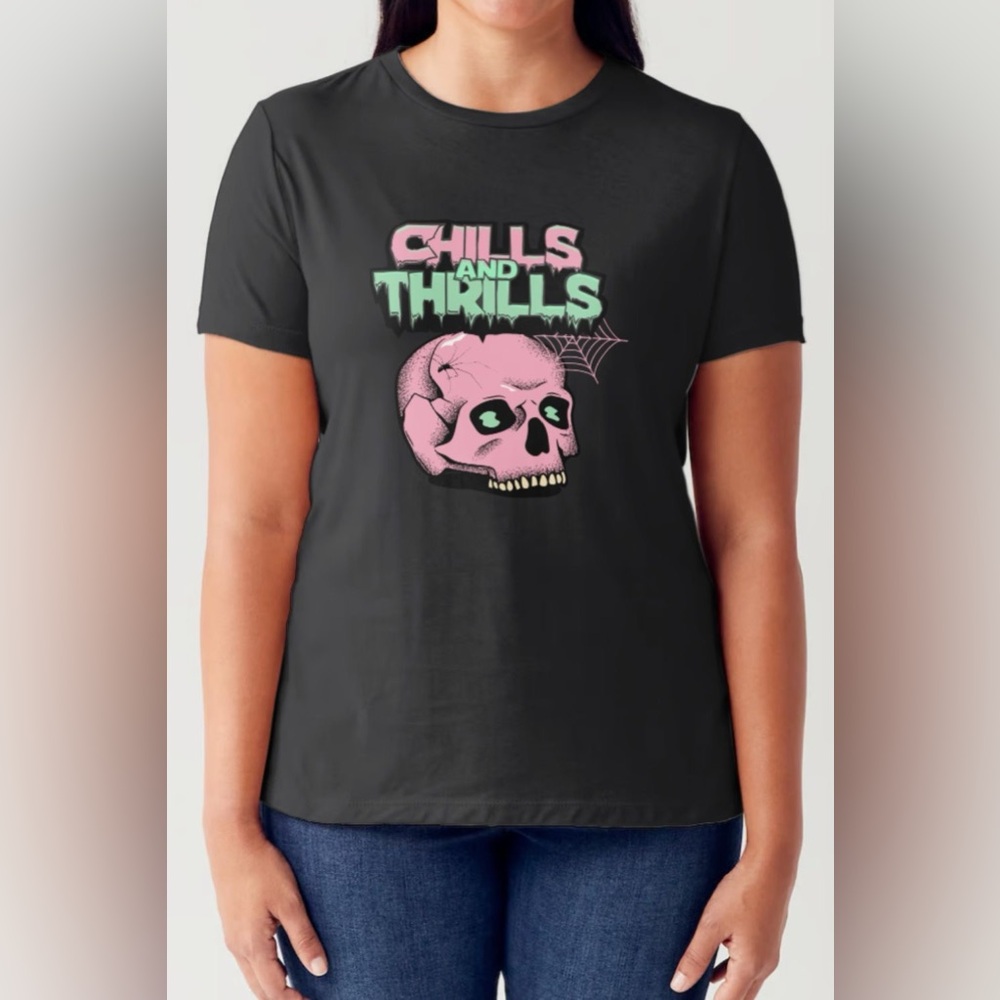 Simply Love Full Size CHILLS AND THRILLS Short Sleeve Tubular T-Shirt
